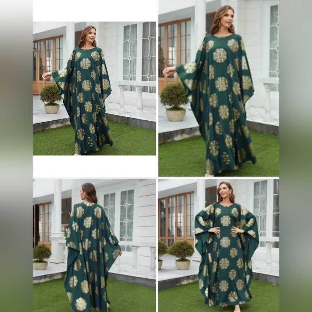 Elegant Green and Gold Women's Dress Size XL New